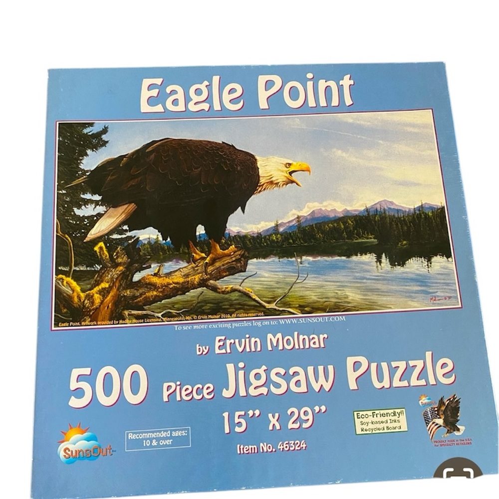 SUNSout 500 Piece Jigsaw Puzzle Eagle Point By Ervin Molnar bird condor lake
